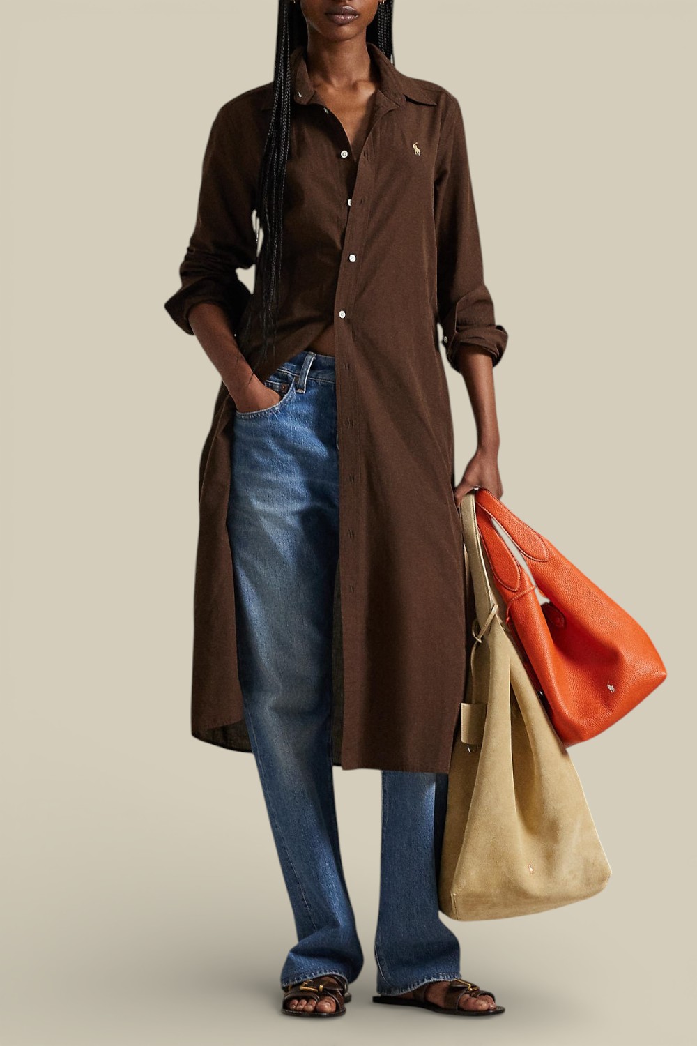 תמונת כל הלוק של שמלת חולצה פשתן